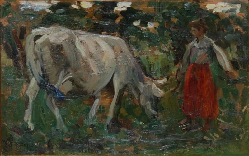 Contadina con mucca